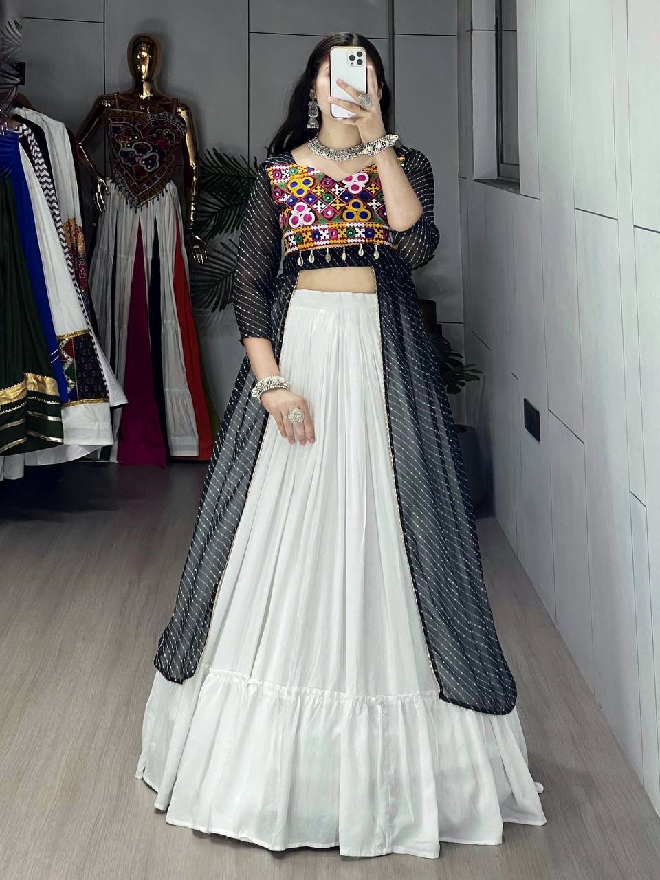 Leheriya Prints Kurtis With Traditional Lehenga Sets