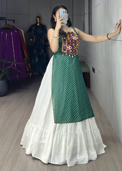 Leheriya Prints Kurtis With Traditional Lehenga Sets