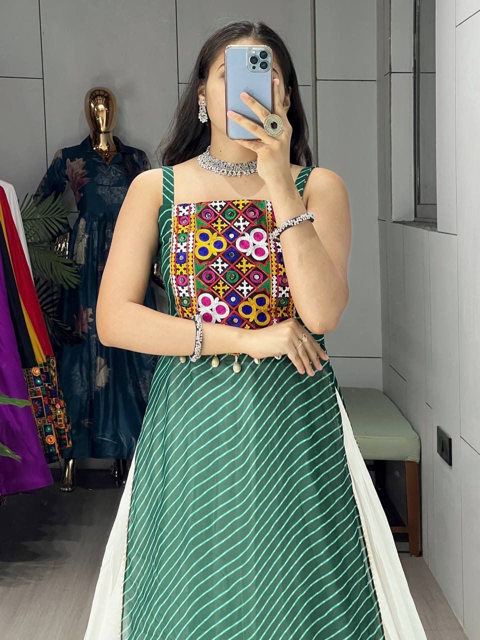 Leheriya Prints Kurtis With Traditional Lehenga Sets
