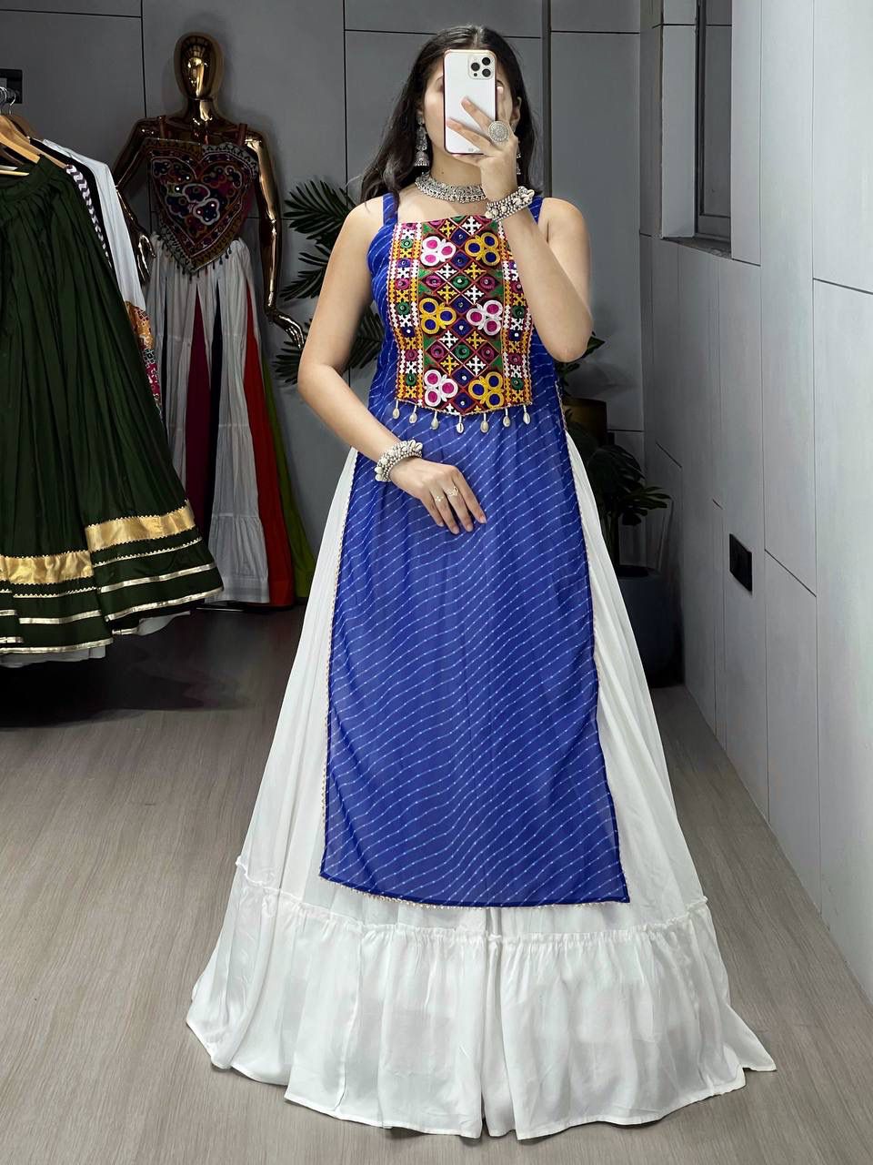 Leheriya Prints Kurtis With Traditional Lehenga Sets
