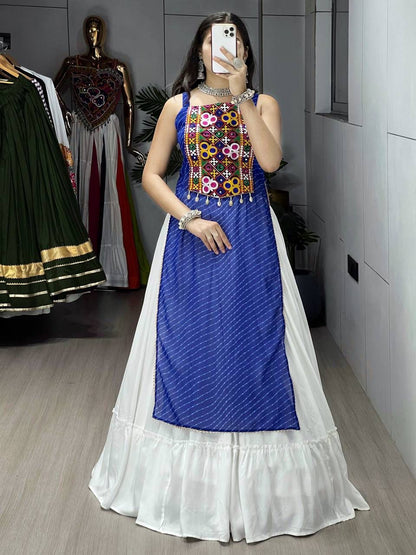 Leheriya Prints Kurtis With Traditional Lehenga Sets