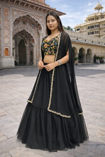 Black Shrug Lehenga Choli | Three Piece Set