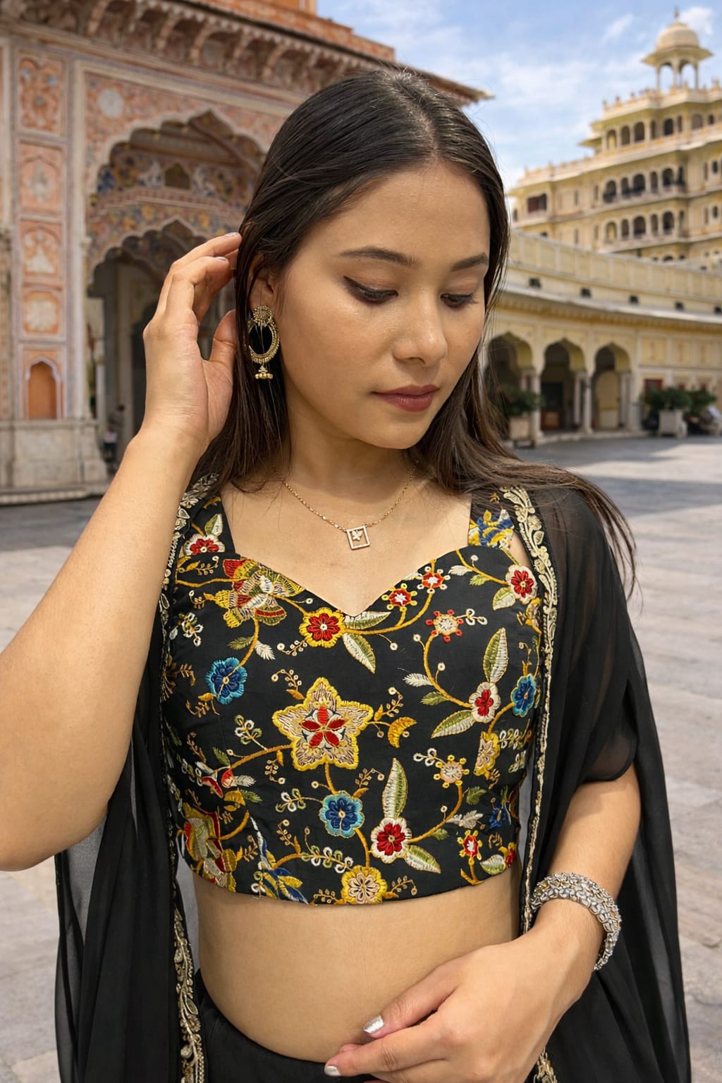 Black Shrug Lehenga Choli | Three Piece Set