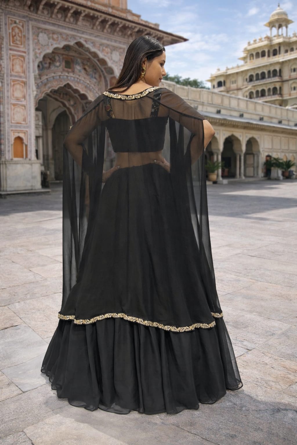 Black Shrug Lehenga Choli | Three Piece Set
