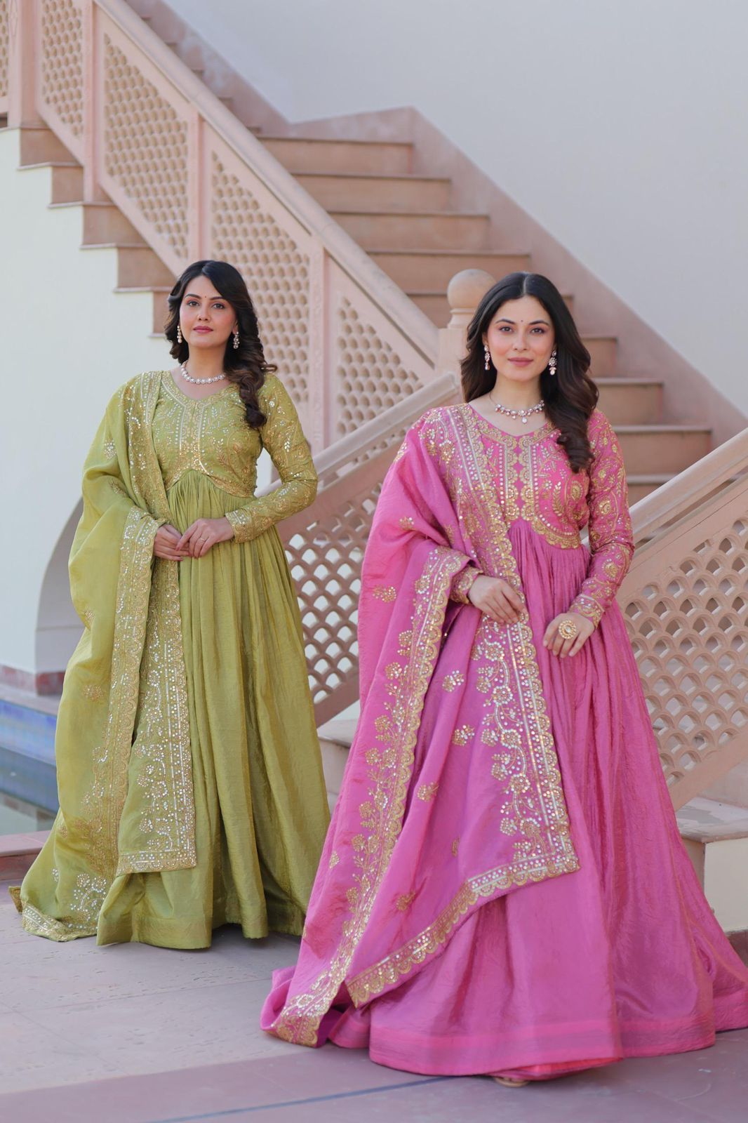 Gold-Crush Gown Dupatta