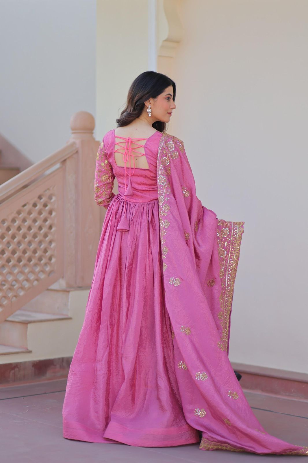 Gold-Crush Gown Dupatta