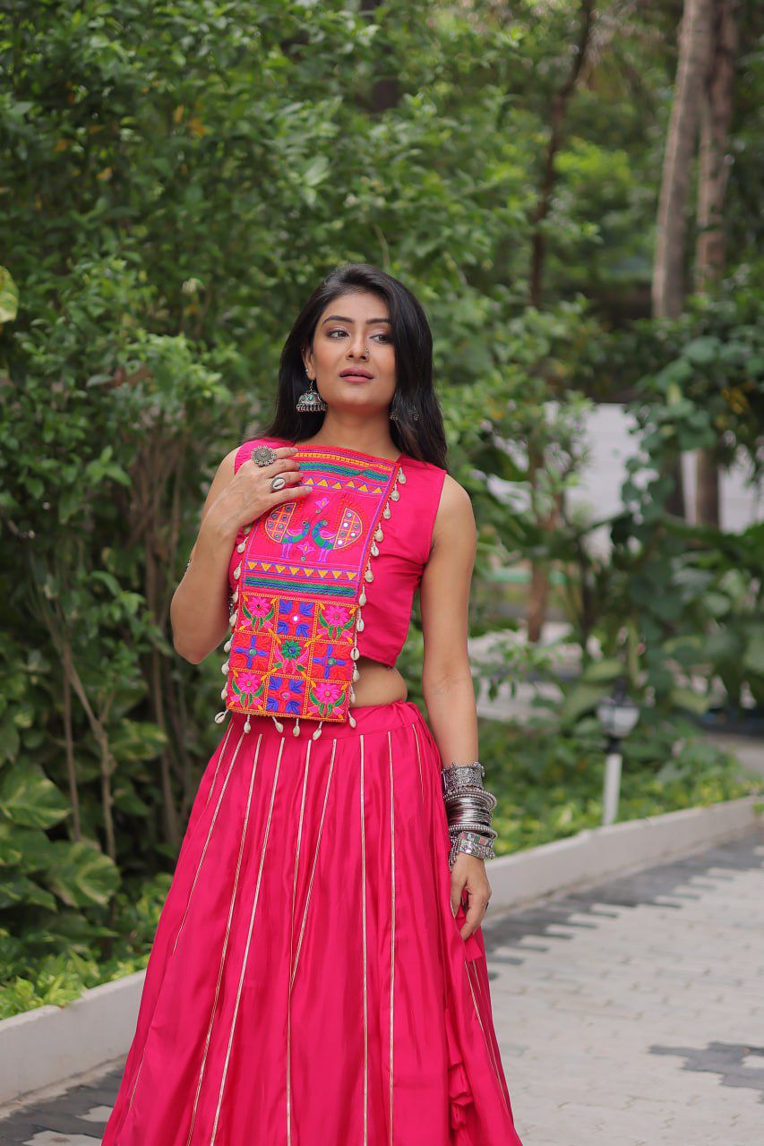 Traditional  Navratri Crop Top with Lehenga