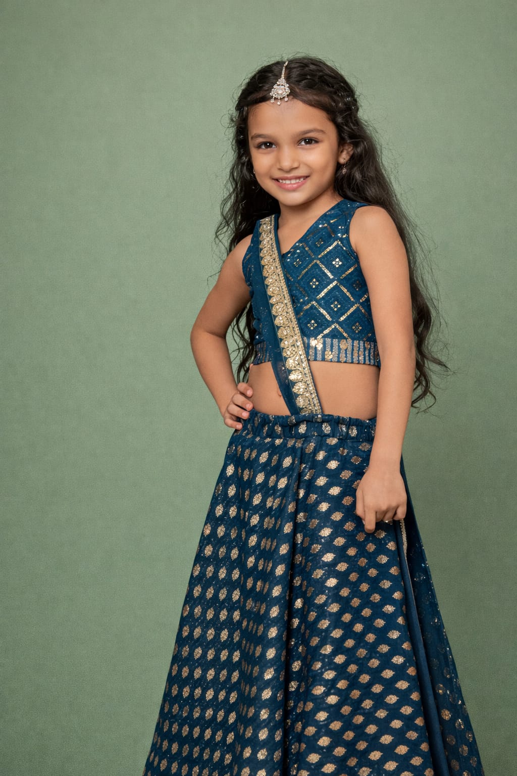 Rama Queen Lahenga Choli | Mother Daughter Combo