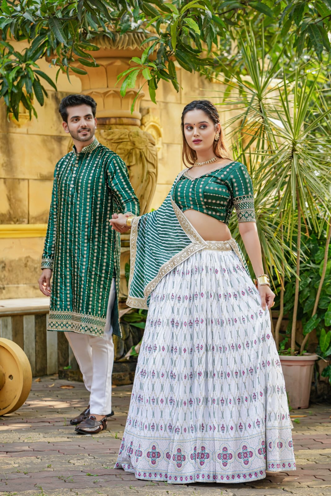 White Angel Couple Lahenga Choli