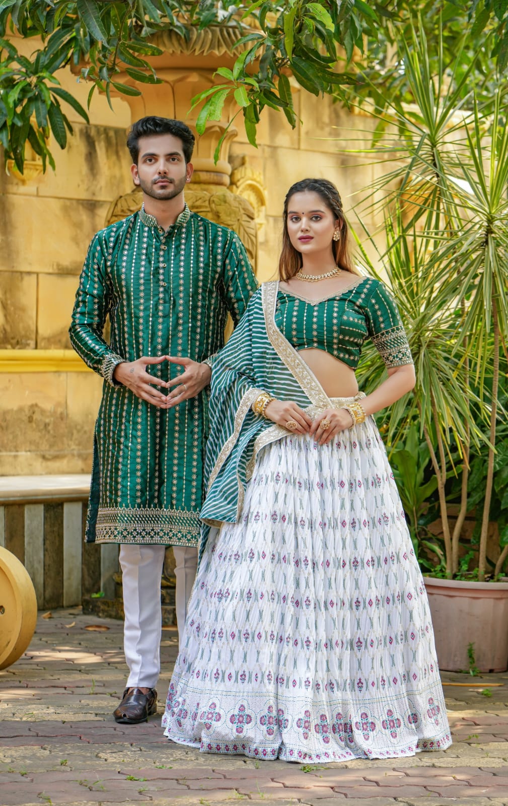 White Angel Couple Lahenga Choli