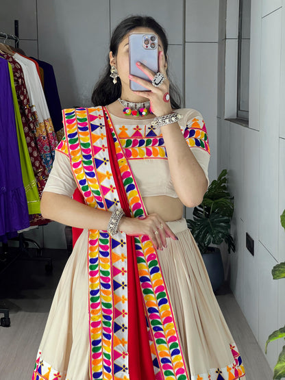 Exotic Vanilla Toned Chaniya Choli | Navratri Gamthi