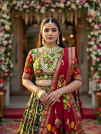 Tussar Silk Foil Print Lehenga Choli Set