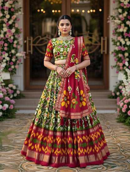Tussar Silk Foil Print Lehenga Choli Set