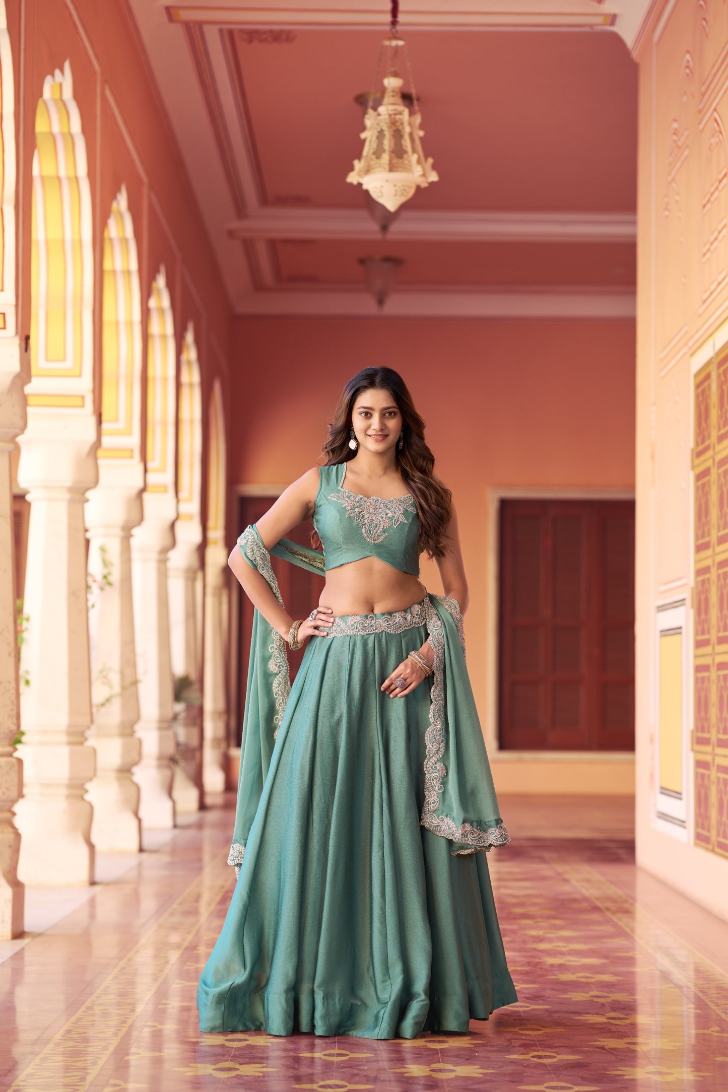 Regal Mist Designer Ensemble | Sky Blue Wedding Lehenga