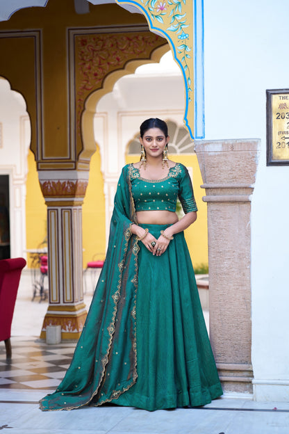 Emerald Royal Elegance | Wedding NC Silk Lehenga |