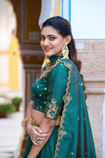Emerald Royal Elegance | Wedding NC Silk Lehenga |