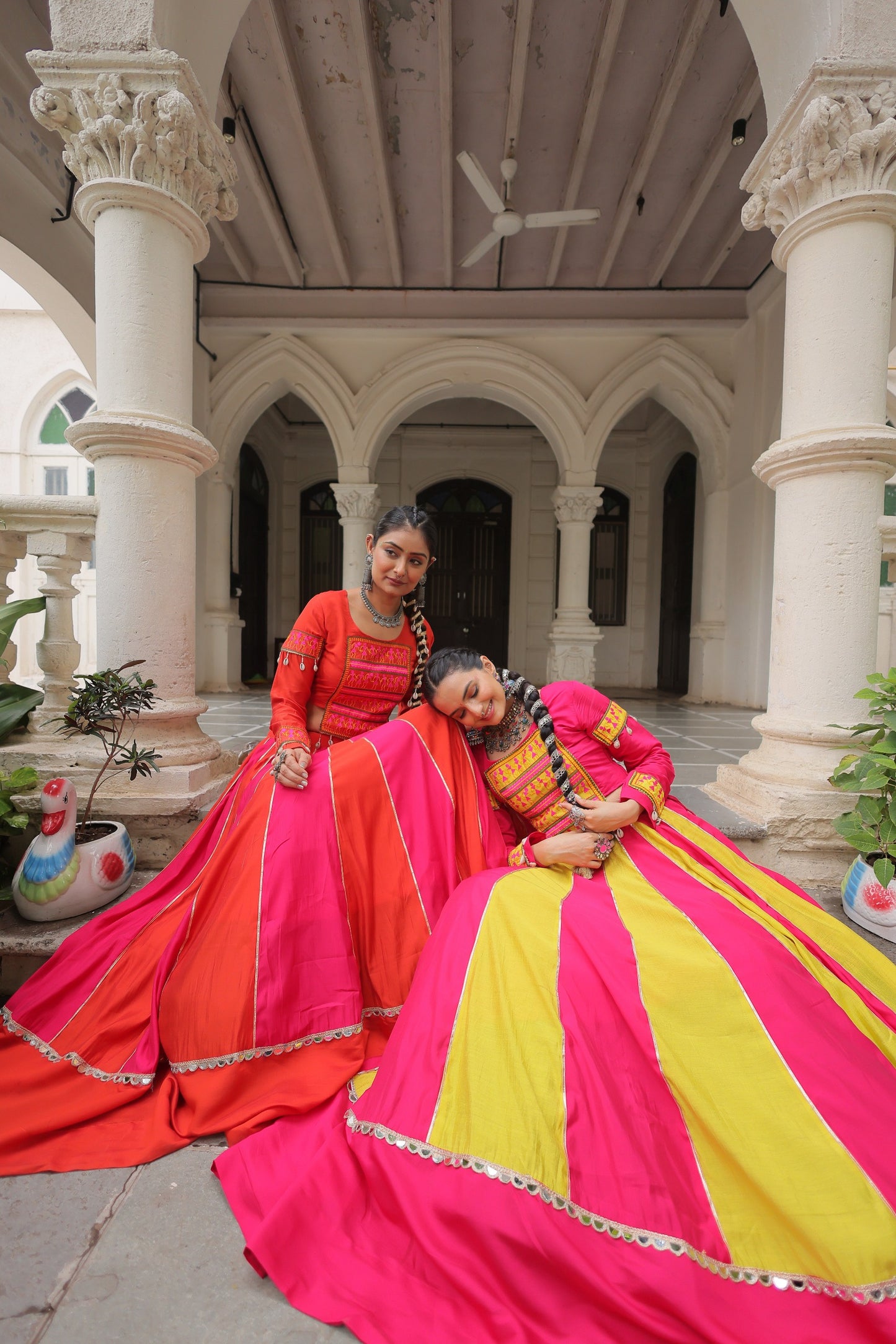 Roman Silk Navratri Crop top Lehenga