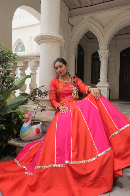 Roman Silk Navratri Crop top Lehenga