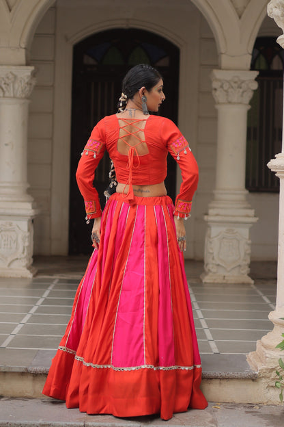 Roman Silk Navratri Crop top Lehenga