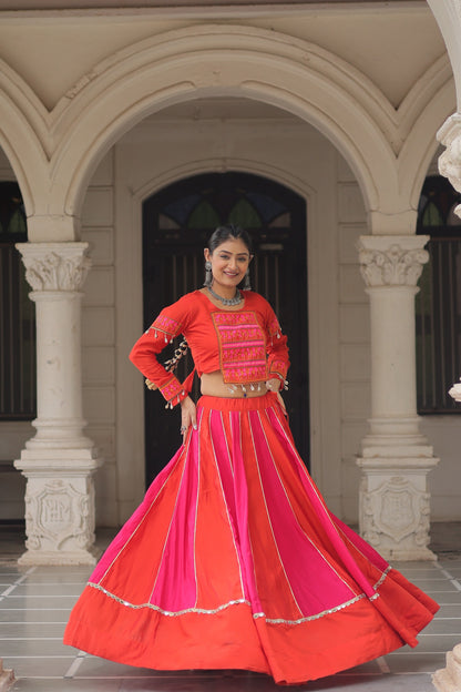 Roman Silk Navratri Crop top Lehenga