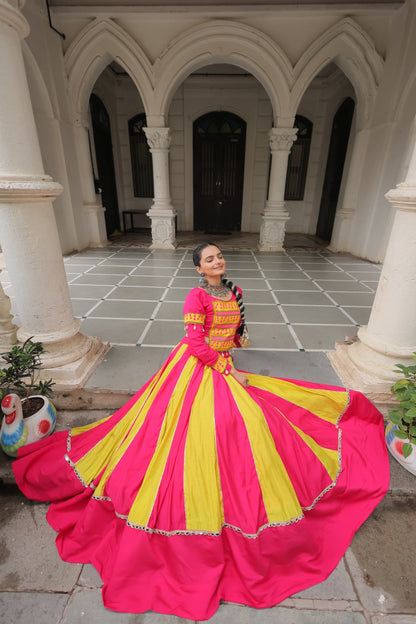 Roman Silk Navratri Crop top Lehenga