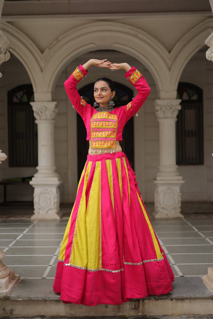 Roman Silk Navratri Crop top Lehenga