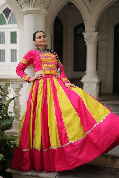 Roman Silk Navratri Crop top Lehenga