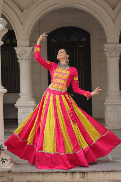 Roman Silk Navratri Crop top Lehenga