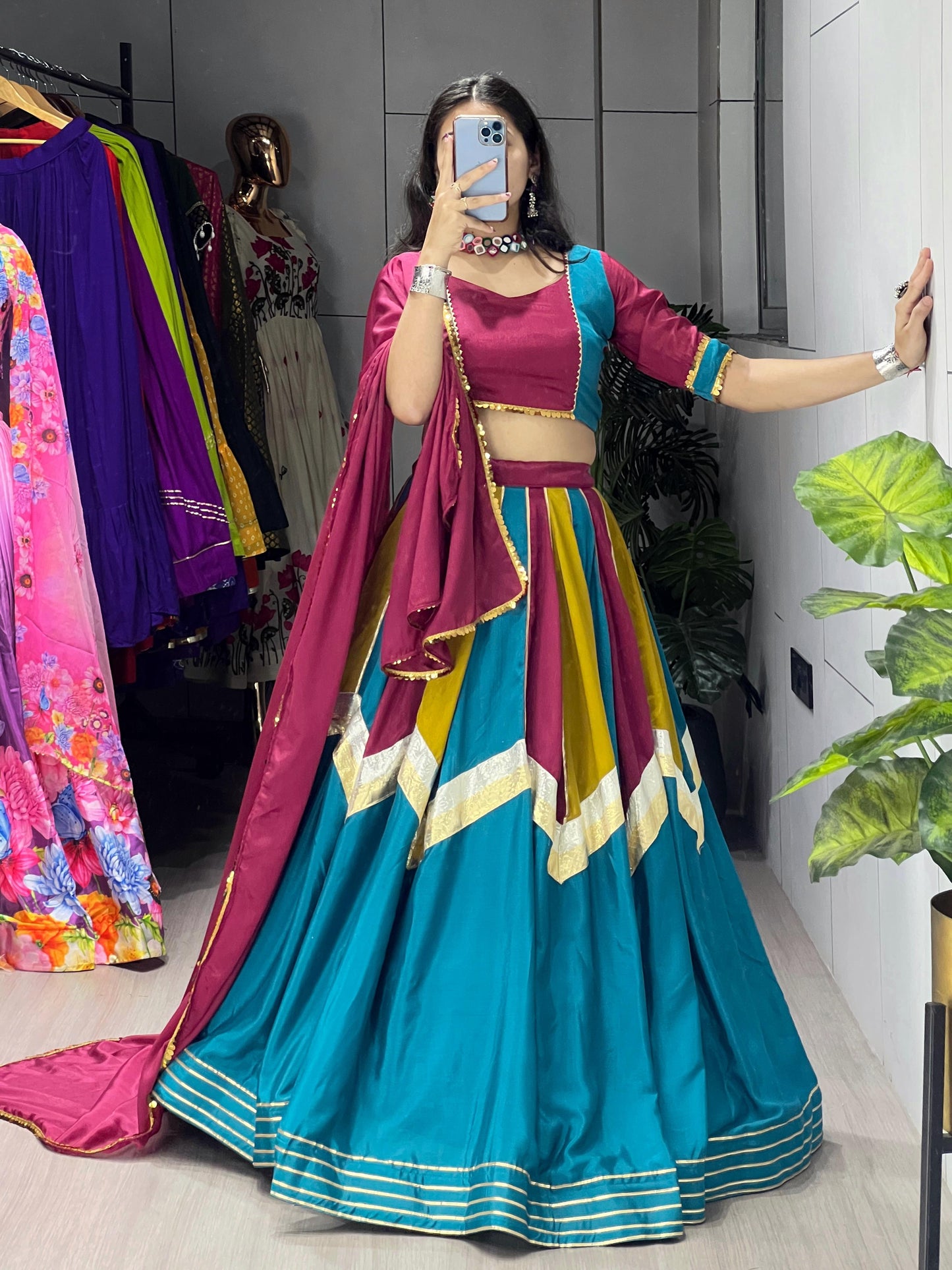 Crafted in rich Chinon Navratri Choli