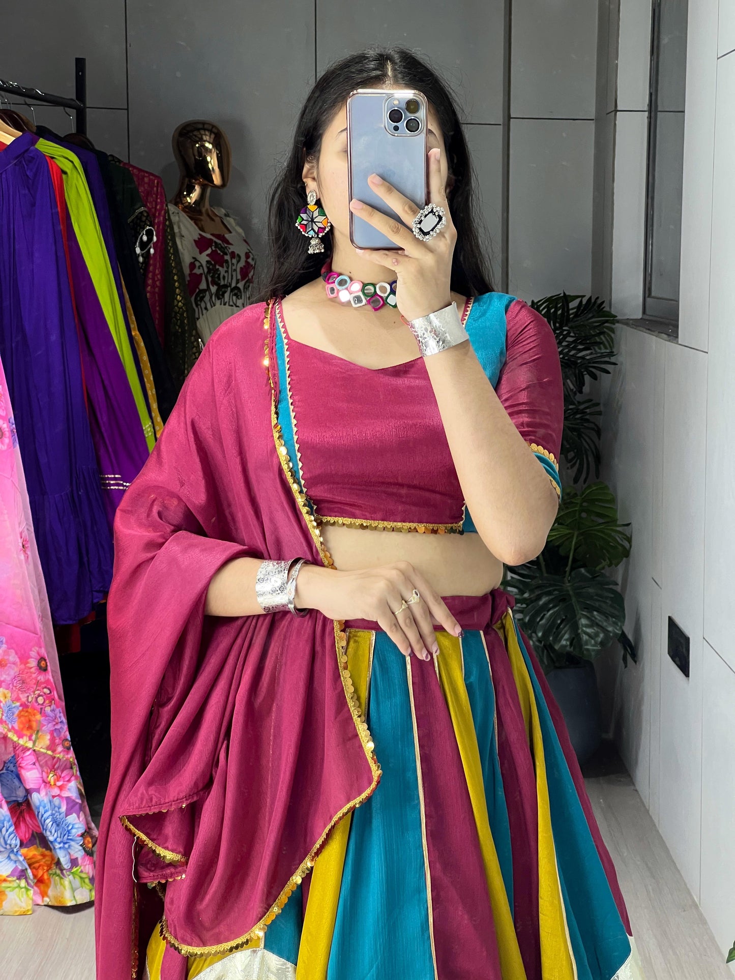 Crafted in rich Chinon Navratri Choli