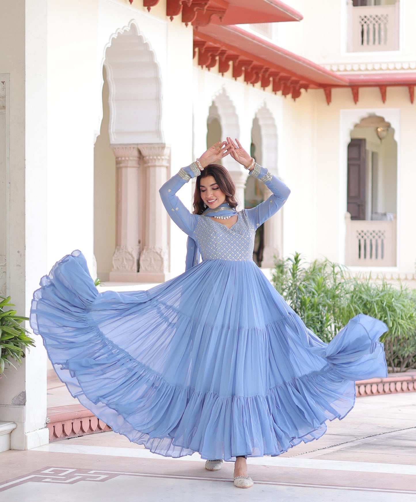 Faux Georgette Gown Dupatta