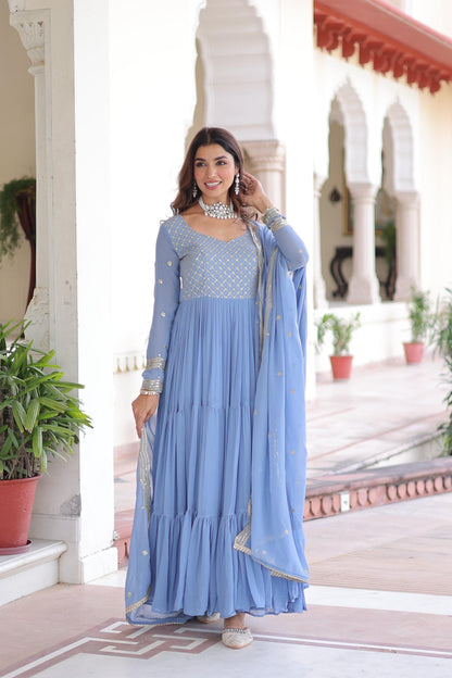 Faux Georgette Gown Dupatta
