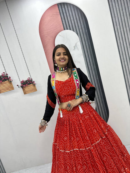 Navratri Special Bandhej Three piece