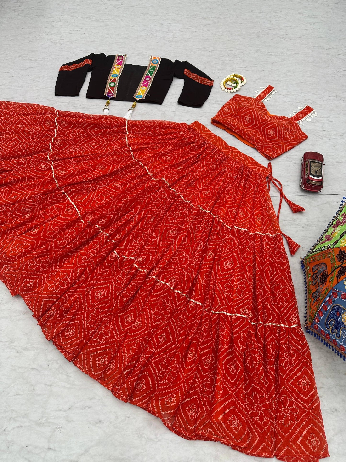 Navratri Special Bandhej Three piece