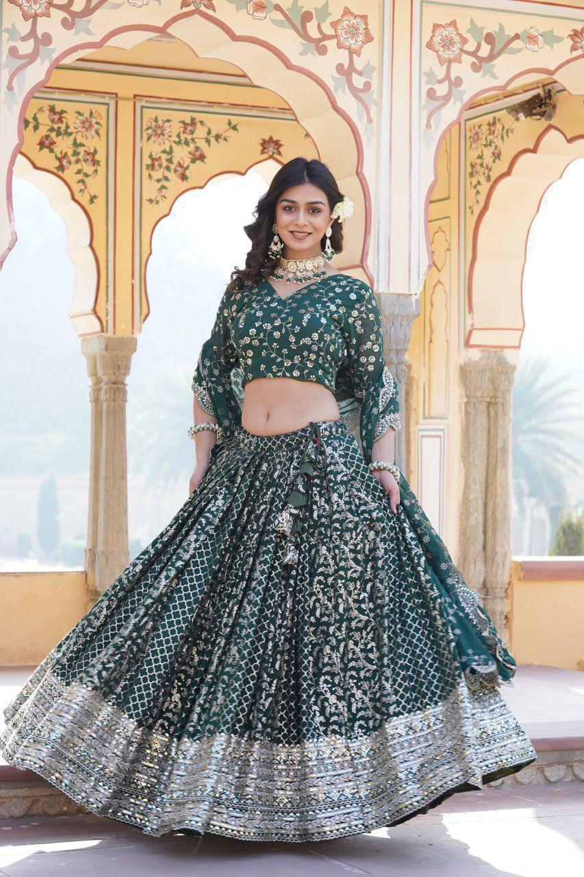 Designer Pure Viscose Jacquard Lehenga