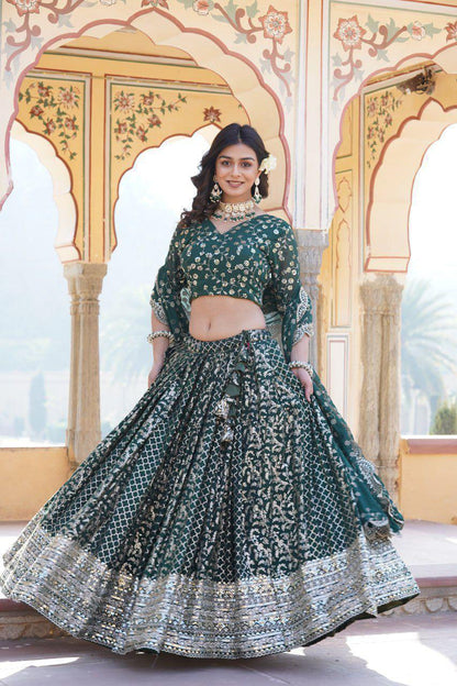 Designer Pure Viscose Jacquard Lehenga
