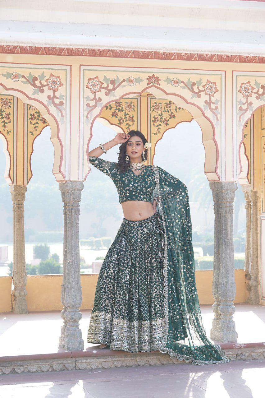Designer Pure Viscose Jacquard Lehenga