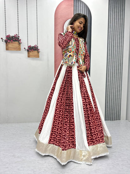 Navratri Special Pure Cotton Crop Top Lehenga
