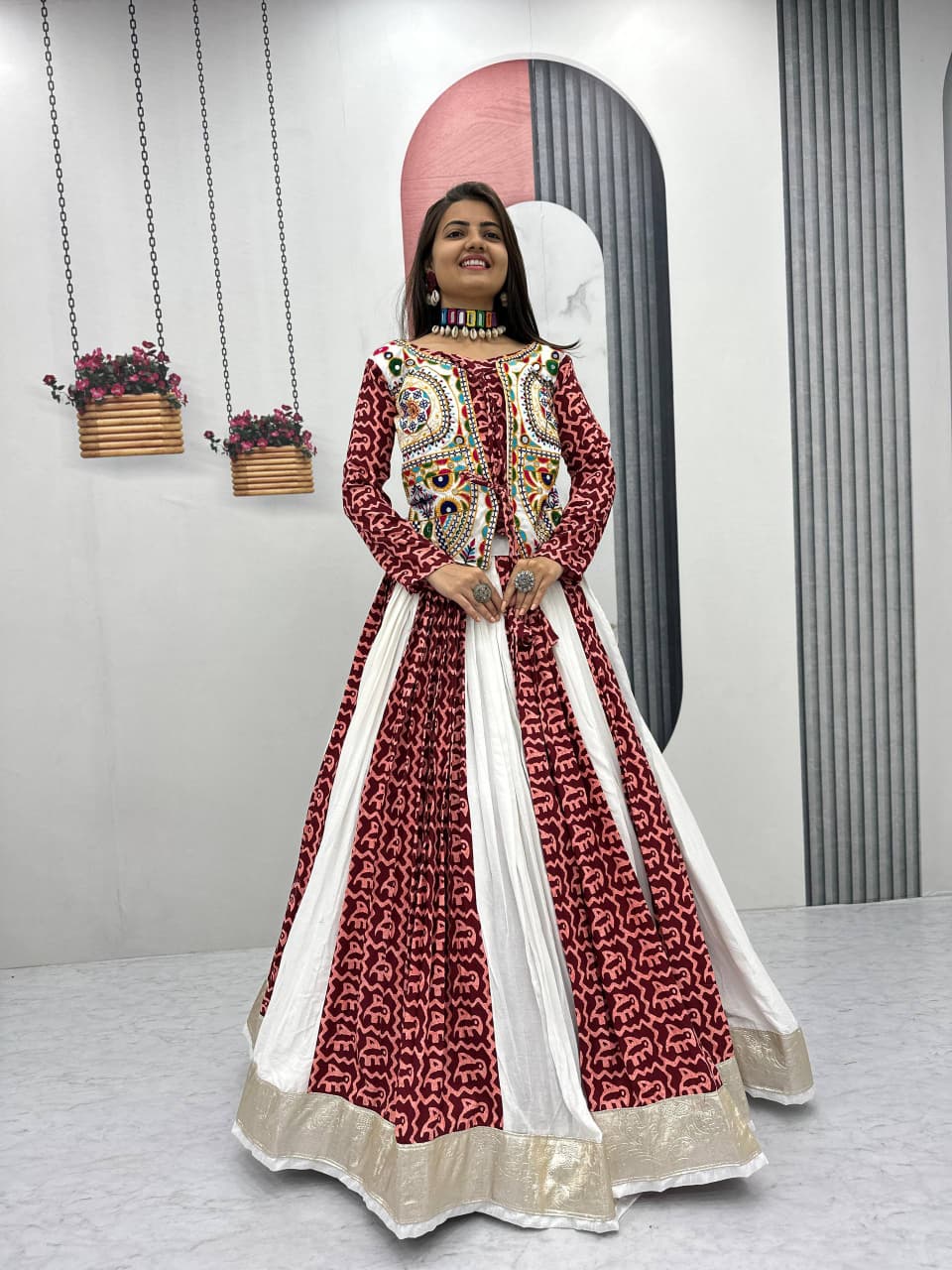Navratri Special Pure Cotton Crop Top Lehenga