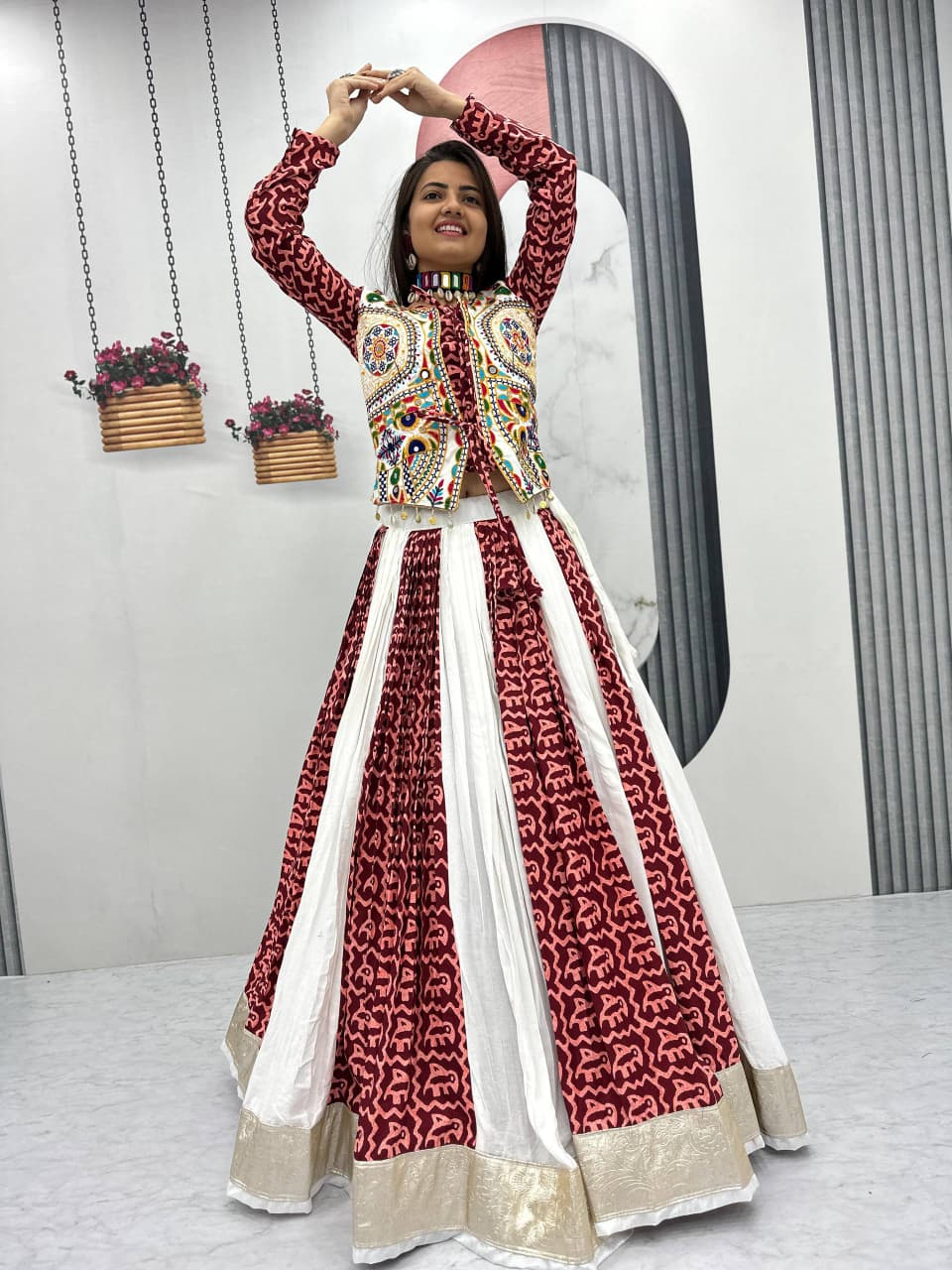Navratri Special Pure Cotton Crop Top Lehenga