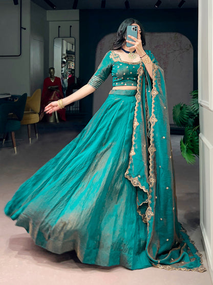Emerald Royal Elegance | Wedding NC Silk Lehenga |