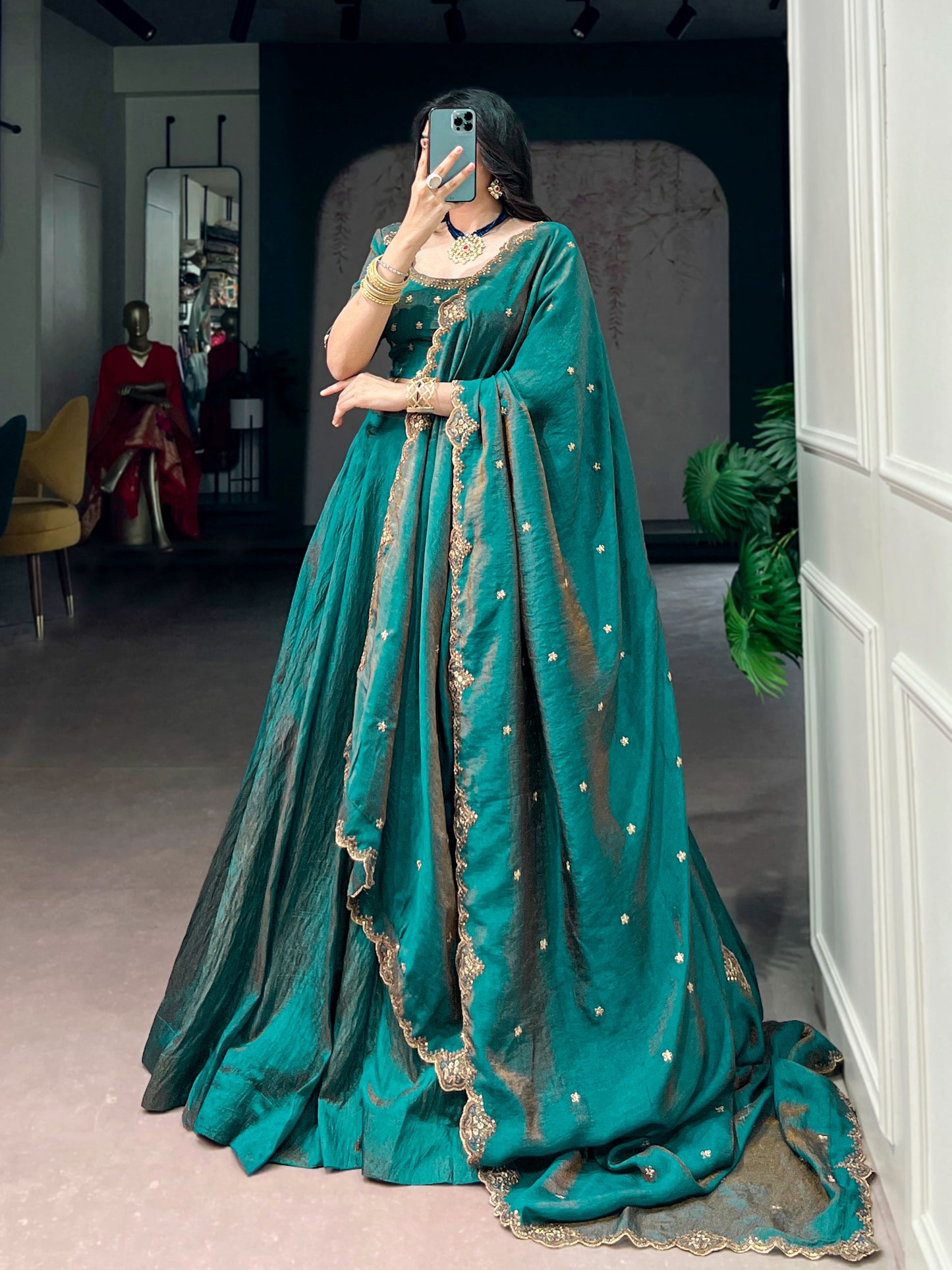 Emerald Royal Elegance | Wedding NC Silk Lehenga |