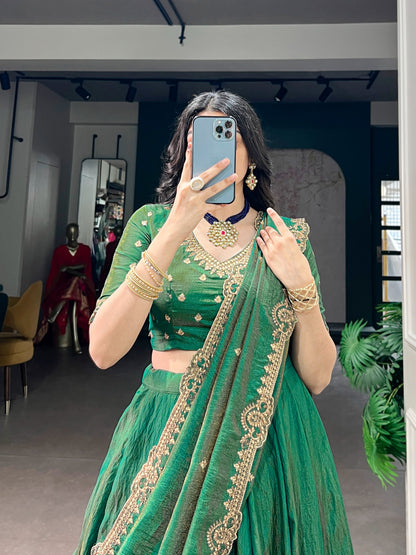Emerald Royal Elegance | Wedding NC Silk Lehenga |