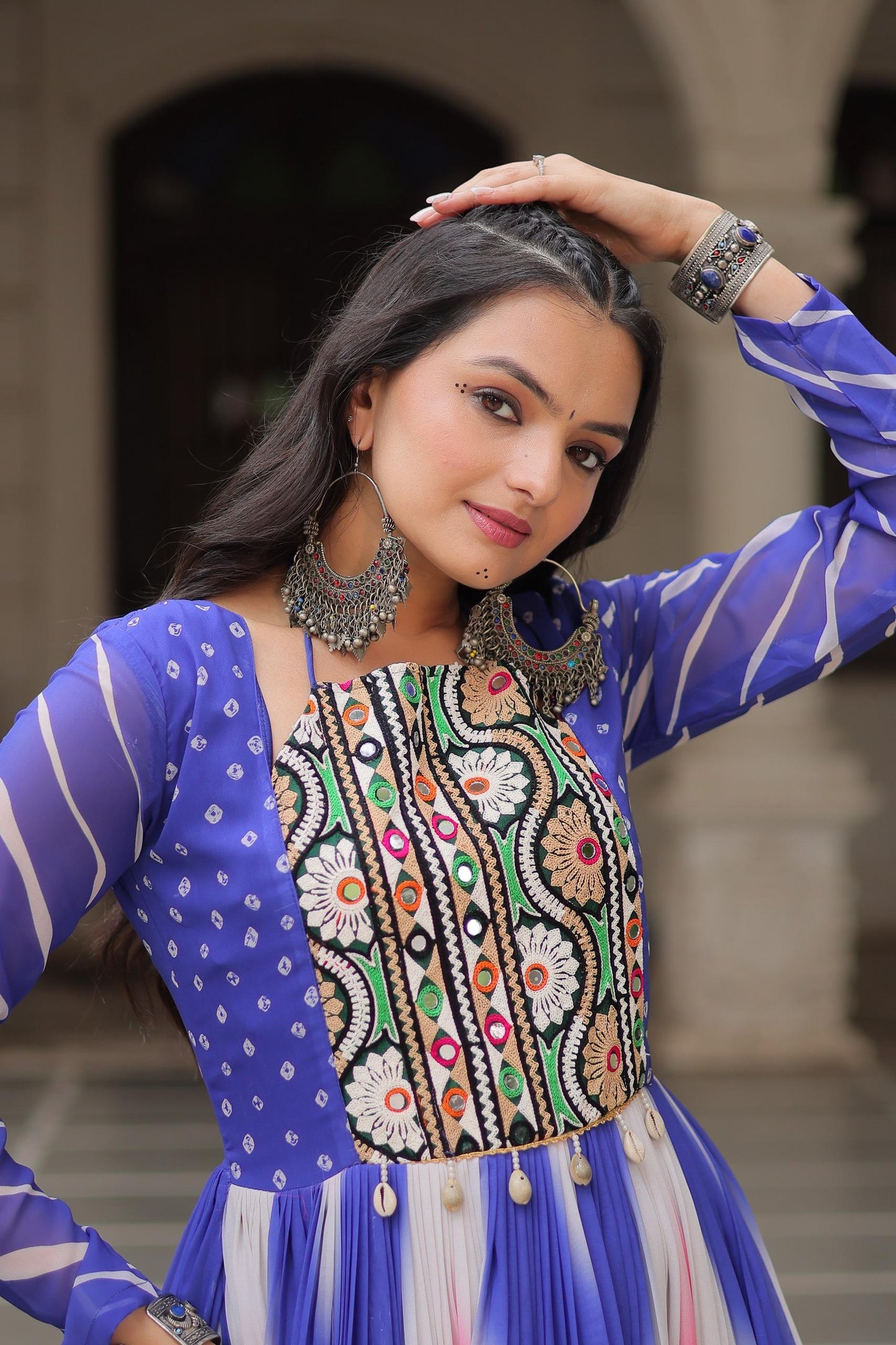 Georgette + Gamthi Work Navratri Gown