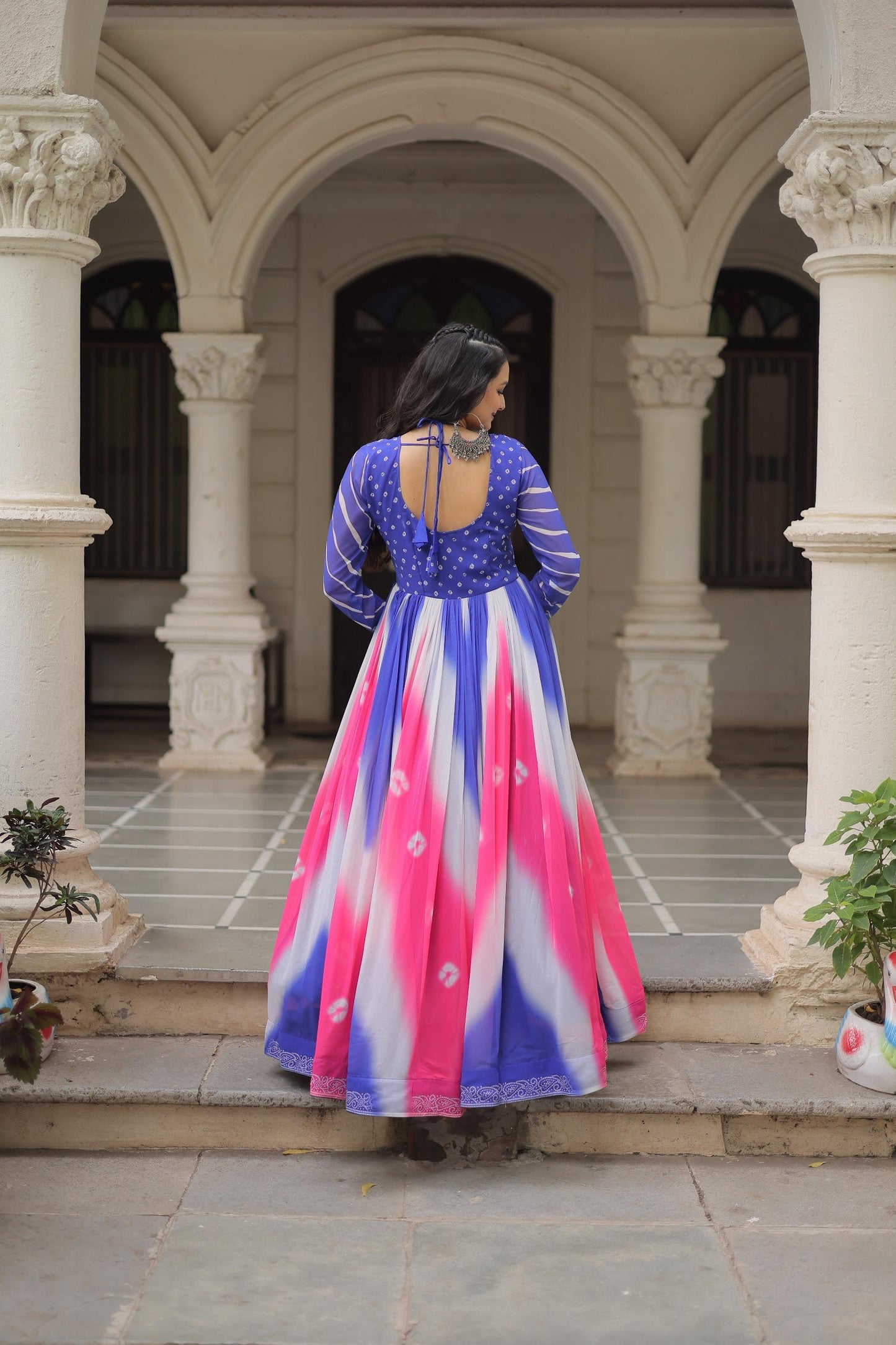 Georgette + Gamthi Work Navratri Gown