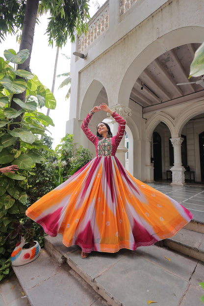 Georgette + Gamthi Work Navratri Gown