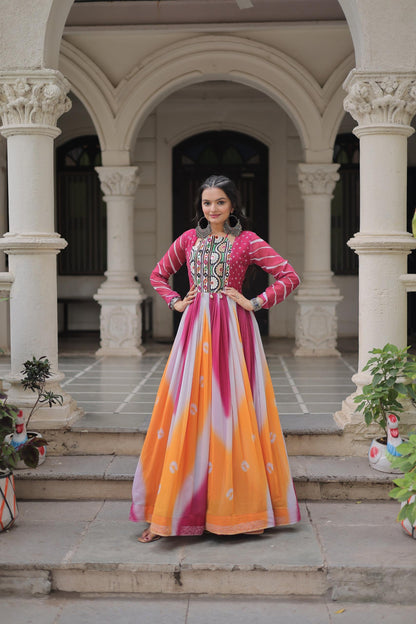 Georgette + Gamthi Work Navratri Gown