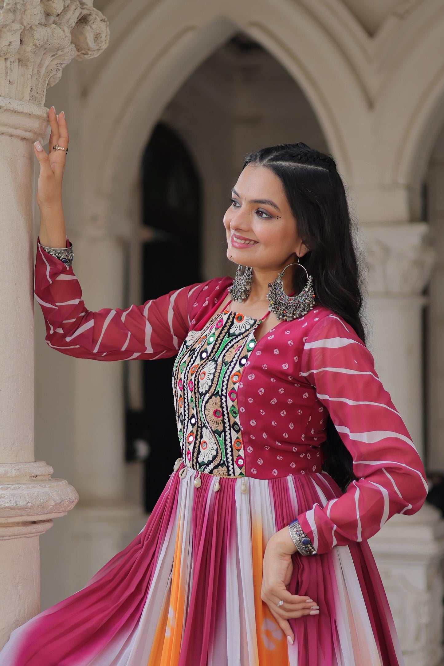 Georgette + Gamthi Work Navratri Gown
