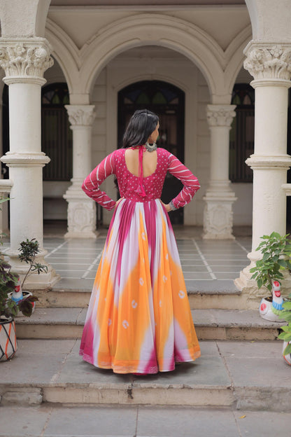 Georgette + Gamthi Work Navratri Gown