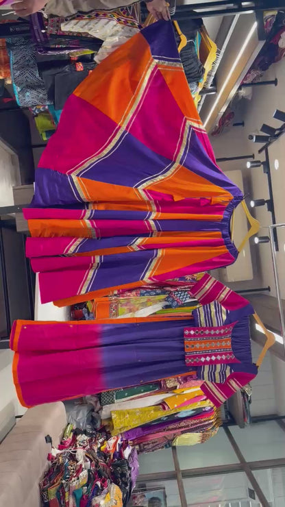 Rainbow Mirror Work Navratri Choli